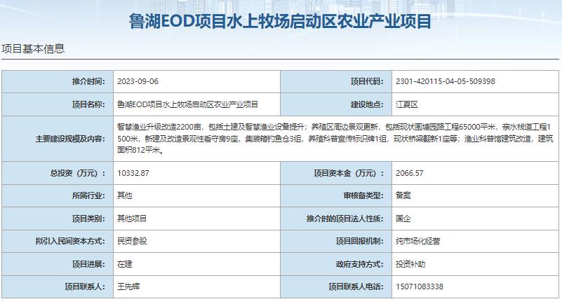 8大EOD項目總投資超140億元  項目資本金超28億元